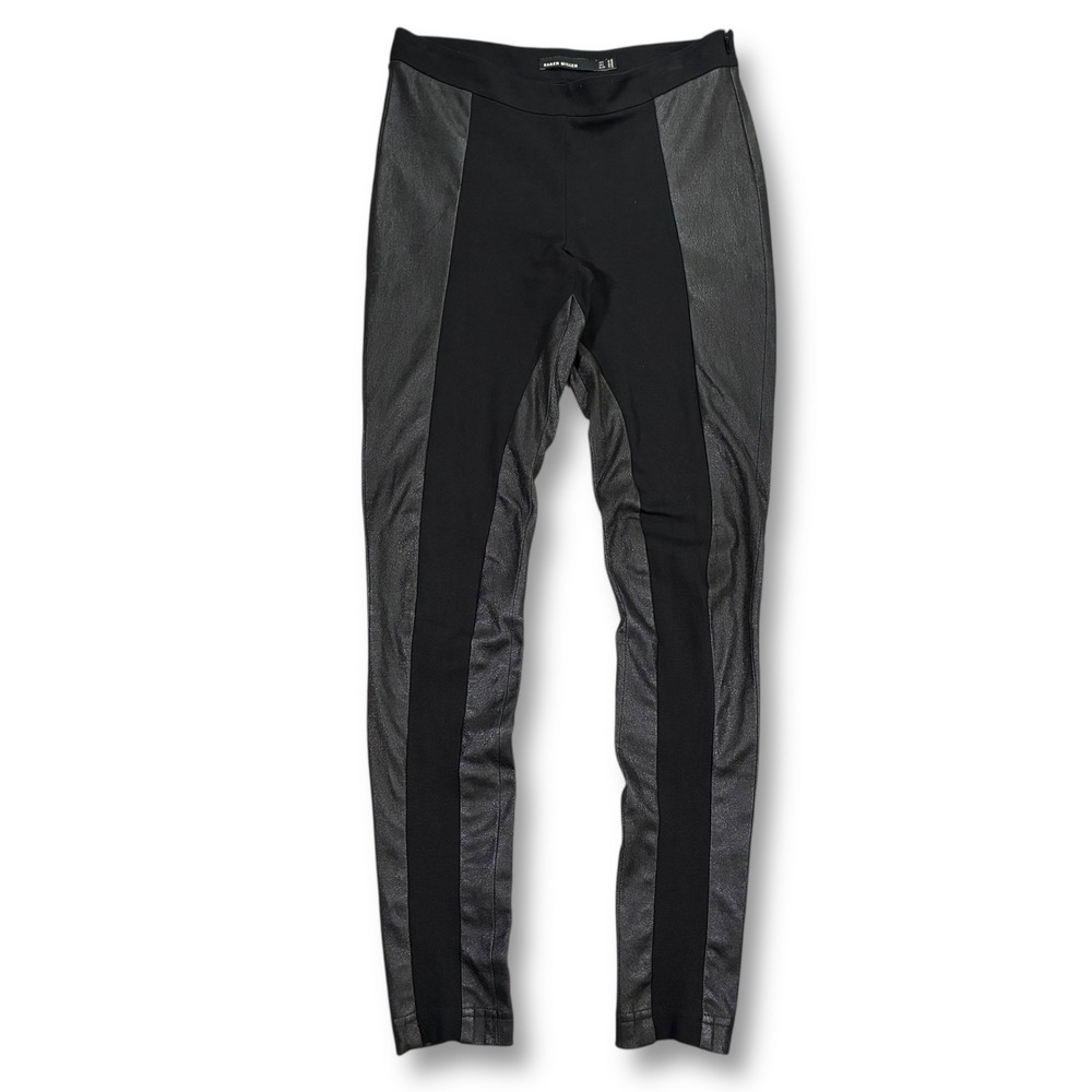 Karen‎ Millen Black Faux Leather Panel Leggings Pants Womens 4